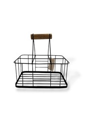 Milk , Juice, Water Bottles Storage Kitchen Holder Rack, with Wooden Handle