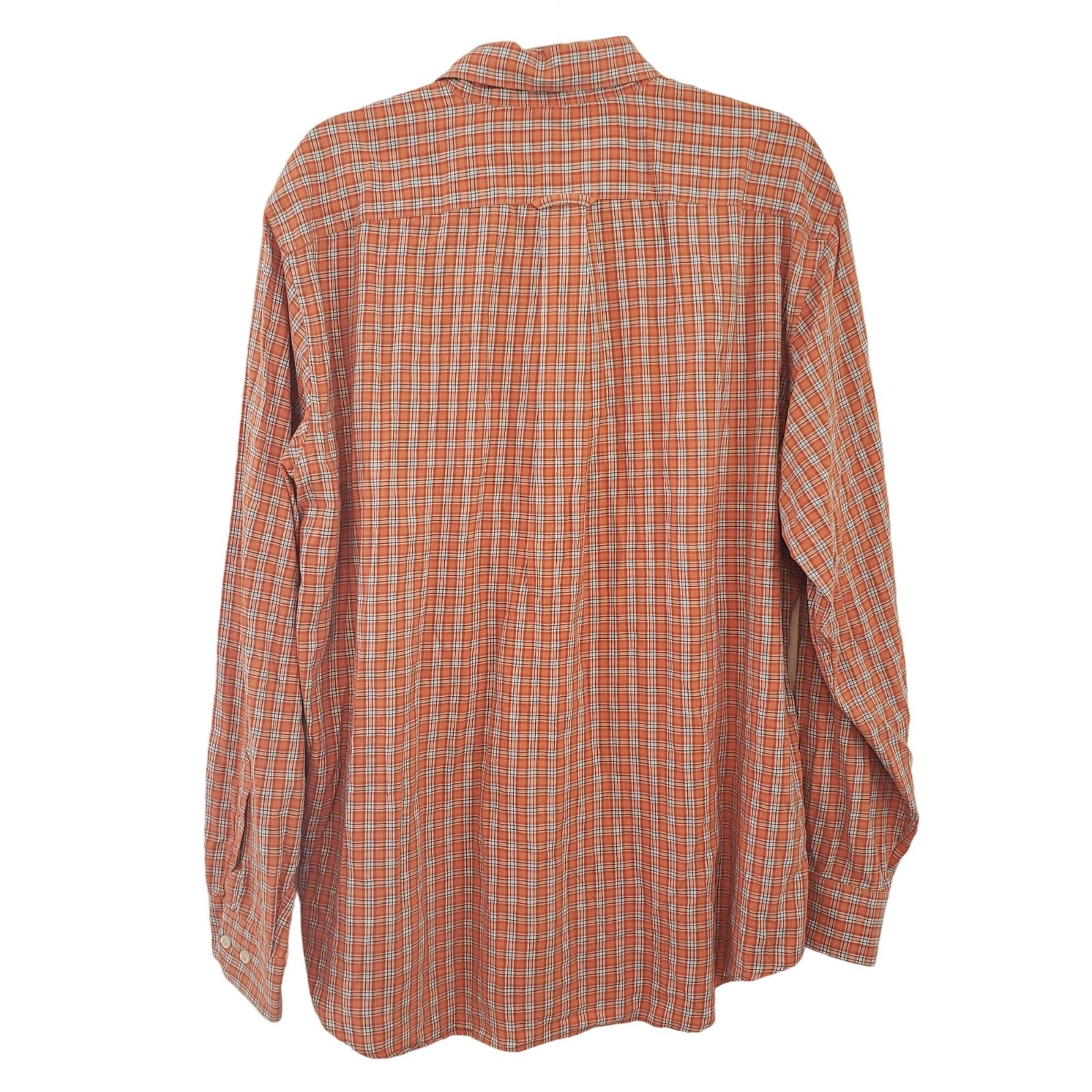 Nautica Mens Orange Button Down Shirt Size L Plaid Long Sleeve eBay