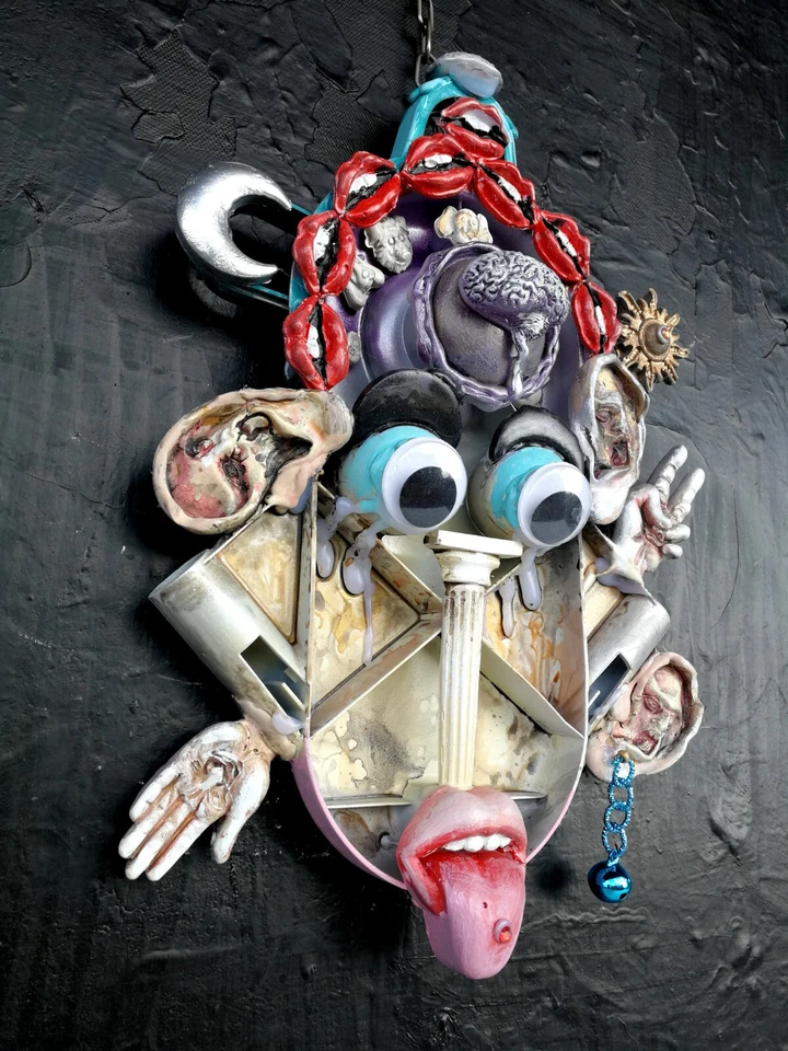 art assemblage modern original sculpture mixed media painting collage tarot card - Image 3 of 4