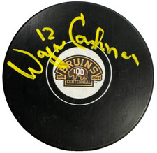 Wayne Cashman Autographed Boston Bruins 100th Anniversary Hockey Puck NHL