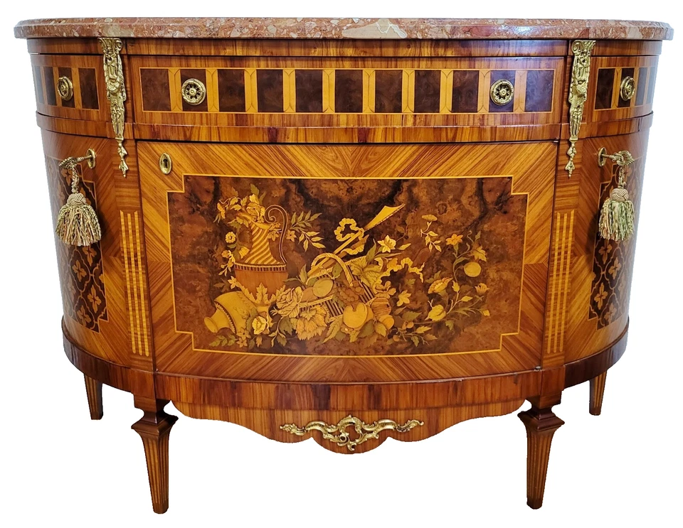 Aparador ITALIANO de madera satinada y mármol con tapa DEMILUNE COMMODE - Binda Mobili D’Arte Foto 4 de 4