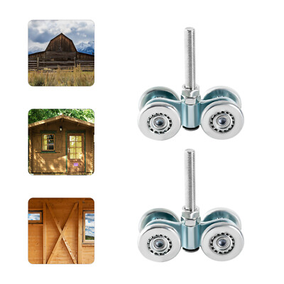 2X Universal Double Wheel Rail Hanging Trolley Barn Door Track Rollers Steel HOT