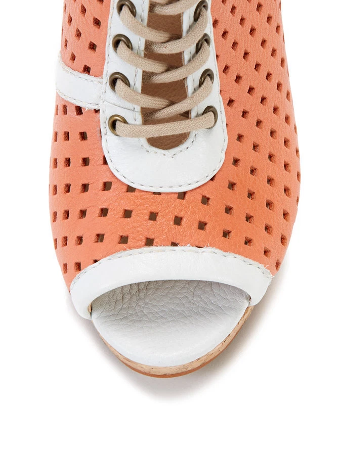 NUEVO KOOLABURRA $198 CUERO SALMÓN BECKS PEEP TOE CUÑA SANDALIAS ZAPATOS TALLA 7 Foto 4 de 4