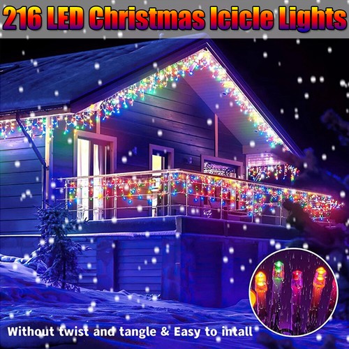 16.4FT LED Christmas Icicle String Light Outdoor Curtain Lamp Xmas Wedding Decor