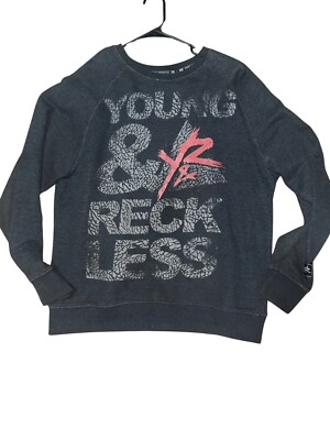 Y2K Young & Reckless Men s Crewneck Sweatshirt Size XL Gray Red Big Graphic