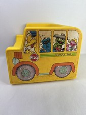 Sesame Street Fisher Price VTG Kids Yellow Plastic Chair School Bus 1984