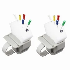 2 Sets Dental Endodontic File Clean Finger Ring Ruler Autoclavable Holder Gray