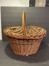 Vtg French Basket Natural Wicker Woven Oval Market Gathering Shopping Picnic