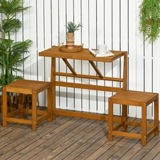 Outsunny Gartenbank, 2-in-1 Parkbank, Gartenmöbel-Set für 2 Personen Teak