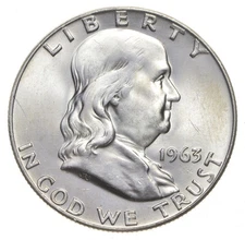 Choice Unc 1963-D Franklin Half Dollar Gem BU From Original Roll