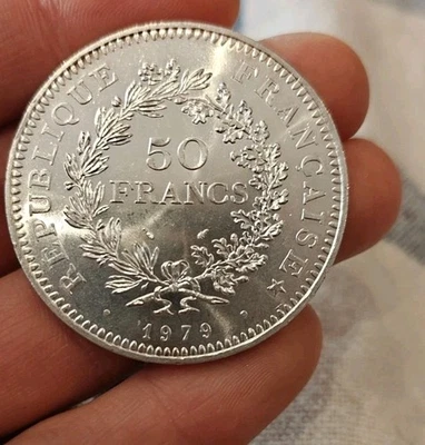 50 Francs Argent Hercule 1979 Frc Silver Argent 900 Véritable - Photo 1/4