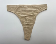 VICTORIA'S SECRET PANTIES SIZE MEDIUM M BEIGE SEAMLESS THONG BODY BY VS 2002 NWT