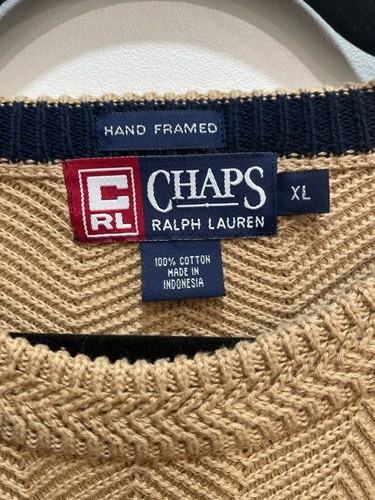 VINTAGE Chaps Ralph Lauren Sweater XL Herringbone Knit Hand Framed Old Money - Bild 3 von 7