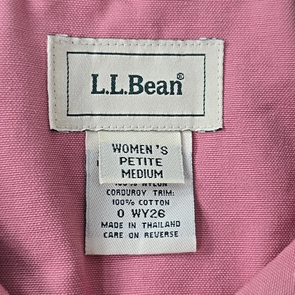 Abrigo chaqueta de campo LL Bean Barn vintage para mujer mediana PETITE rosa lona pana Foto 3 de 4