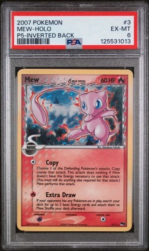 Pokemon Mew Inverted Back Holo 2007 Pop Series 5 #3 PSA 6