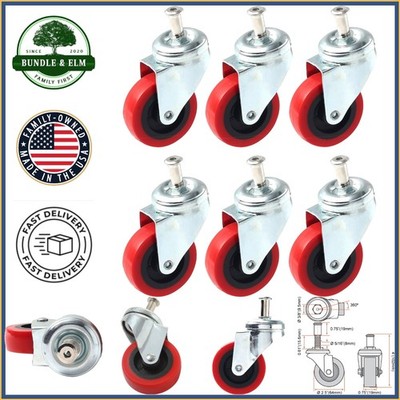 6 Pack Heavy-Duty Swivel Caster Wheels for Service Carts and Creepers