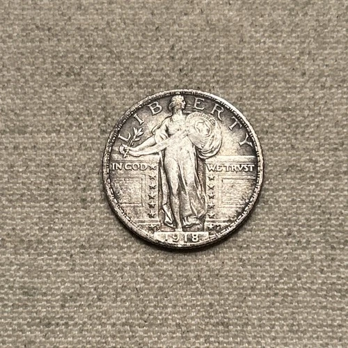 1918-S 25C Standing Liberty Silver Quarter Rare Key Date Bold Date XF TL
