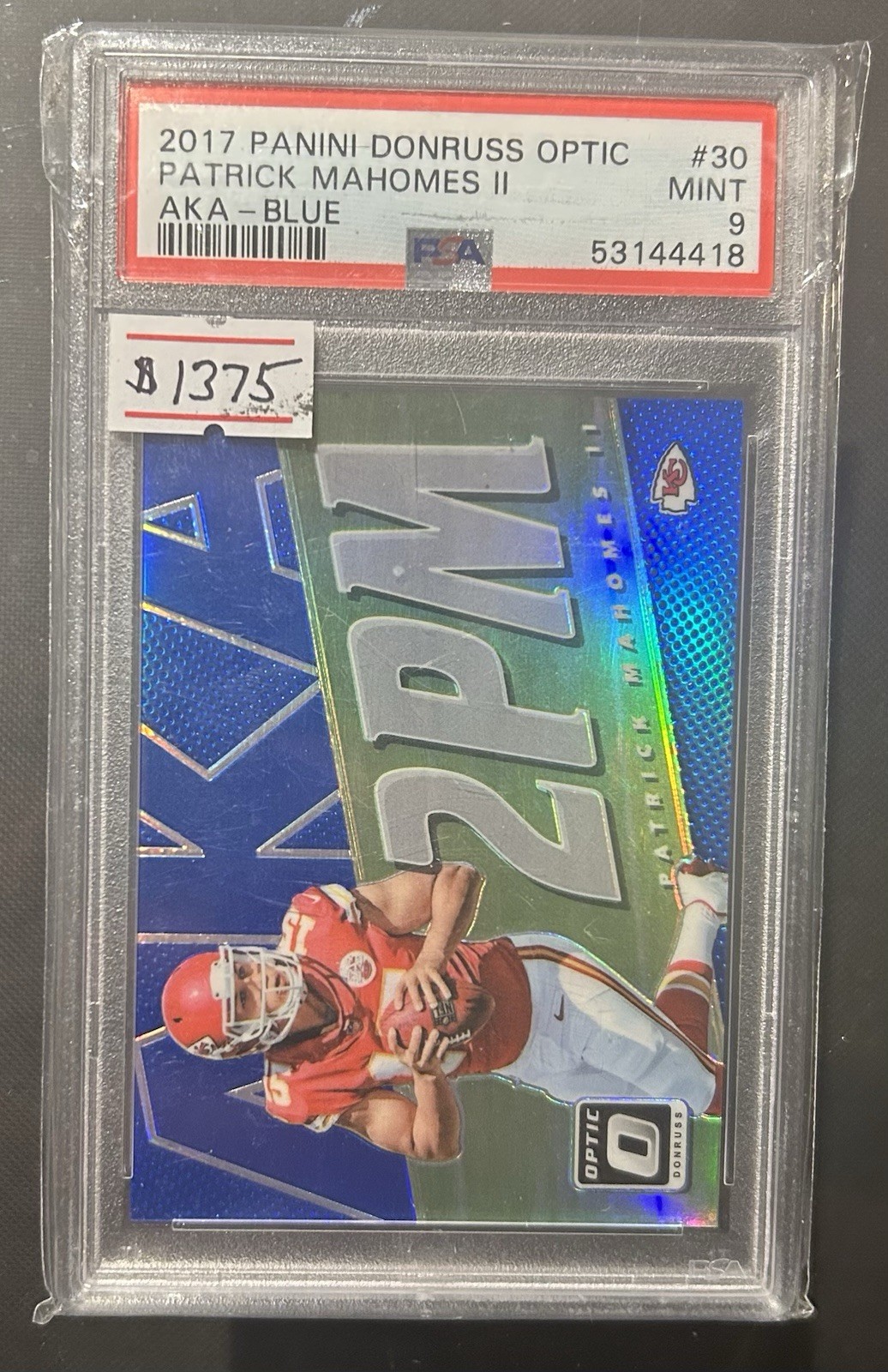 2017 PATRICK MAHOMES PANINI DONRUSS OPTIC BLUE 111/149 RC AKA 2PM #30 PSA 9 MT