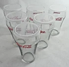 Lot/6 VTG Coca-Cola/ Coke Glasses 5" Tall, WITH LIDS, Red Letters Drinking Glass