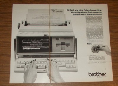 Seltene Werbung BROTHER WP-1 Word Processor Schreibsystem Textcomputer 1989