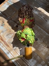 Stylish Safari Themed Umbrella With Lions And Tigers, Gold And Wood Accents