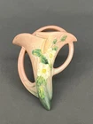 Antique Roseville USA Pottery WHITE ROSE Pink/Mauve 6" Wall Pocket 1288