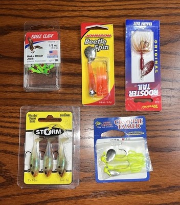 New Rooster Tail Crappie Tamer Beetle Spin Ball Head Jigs on Cards Lot of 5