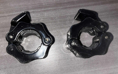PAIR Barbell Collars Bar Lock Jaw Grip Clamps Barbell Clips All Black Color New 
