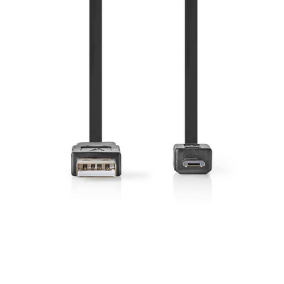 Flaches 1m USB 2.0 A auf Micro B Kabel Daten Sync Ladekabel Universal - Schwarz