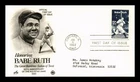 DR JIM STAMPS US COVER BABE RUTH BASEBALL ALL STAR GAME 50TH ANNIVERSARY FDC
