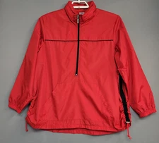Just My Size Windbreaker Jacket Womens 18W/20W Red Hidden Hood 1/4 Zip Cinch