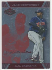 2007 Topps Co-Signers CC Sabathia Jake Westbrook Silver Red Parallel #/199 #38