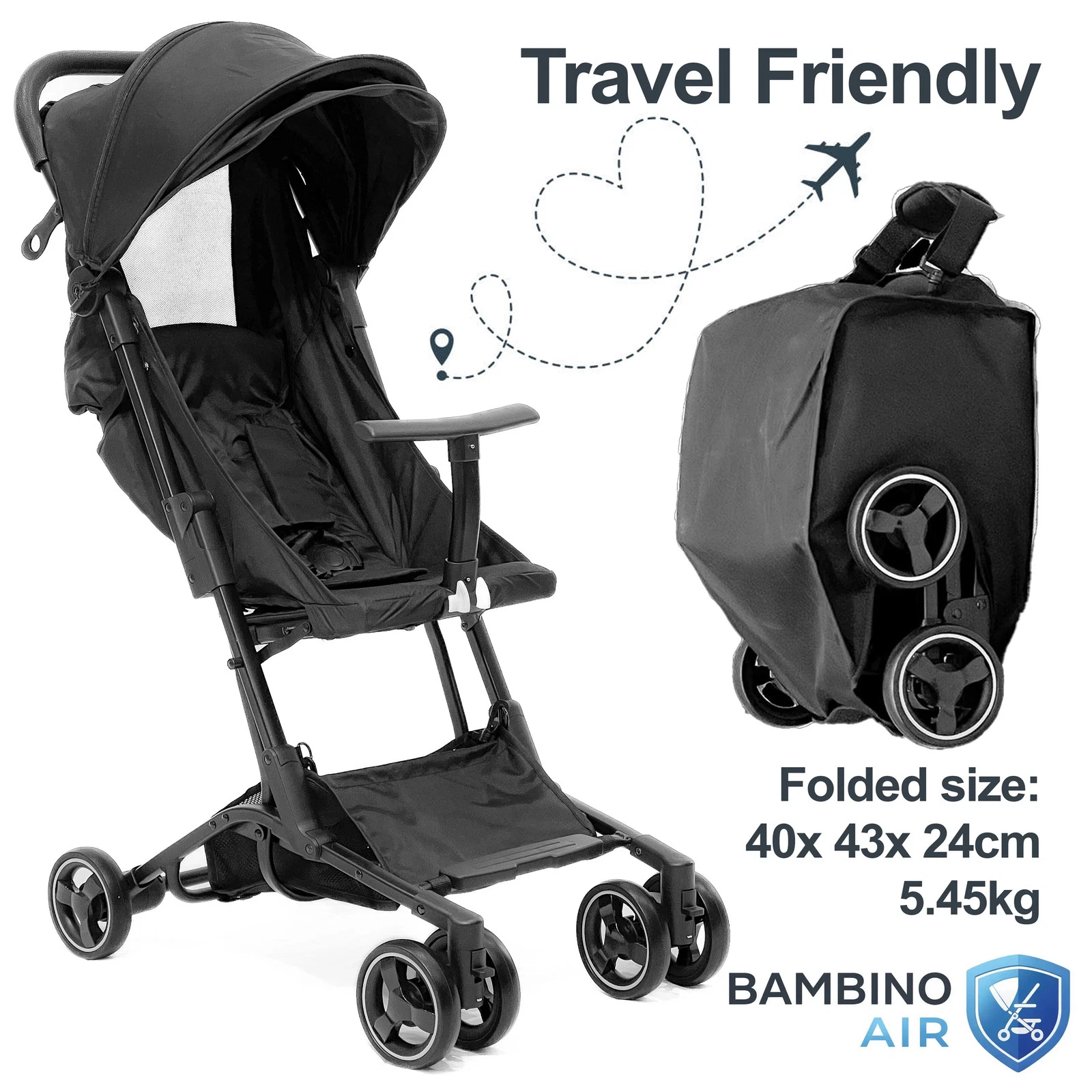 Bambino Air Lightweight Foldable Travel Buggy Baby Pram Stroller Cabin Approved
Opens in a new windo
