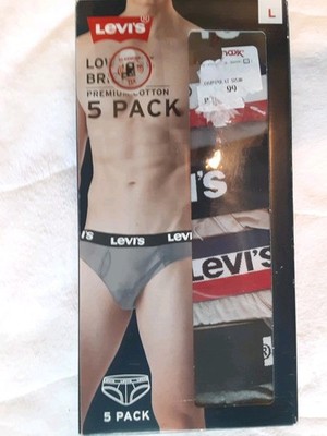 Levis Men Low Rise Underwear  Brief Size Large 5-Pair Premium Cotton