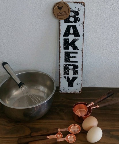 Small Metal Rustic Distressed Bakery Kitchen Decor Farmhouse French Country Sign