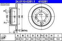 2X ATE 24.0110-0281.1 Bremsscheibe FüR Mitsubishi