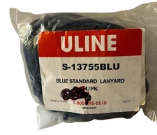 ULINE BLUE STANDARD LANYARD 24 Pack New Corded Metal Clips