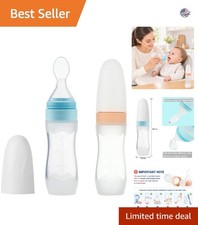 Travel-Friendly Silicone 4 oz Baby Food Squeeze Feeder   Set of 2 Blue Spoons