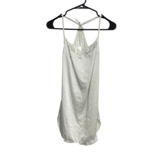 Coquette Lace Trim Satin Slip Dress XS White Open Back Bridal Lingerie Angelcore