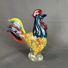 Vintage Murano Rooster Chicken Cobalt Blue Confetti Studio Art Glass  10”