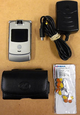 Motorola RAZR V3m - Champagne Pewter  Sprint  Very Rare Flip Phone - Bundled