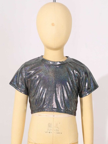 Unisex Kids Dancewear Short Sleeve Top Ballet T-shirt Stretch Costume Dance - Picture 10 of 85