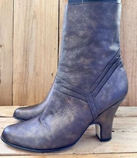 FIANCEE Metallic Heeled Leather Boots Bronze Sz 8 M Victorian Retro Grunge