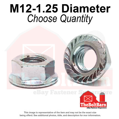 M12-1.25 Class 10 JIS Serrated Hex Flange Nuts Zinc Fine Thread (Pick Quantity)