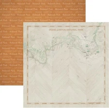 Grand Canyon National Park, Map/Word,DS scrapbook paper, Scrapbook Customs 30864
