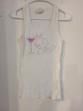 CLASSY White Tank Top - Rhinestones "The Bride" EUC Very Cute XL