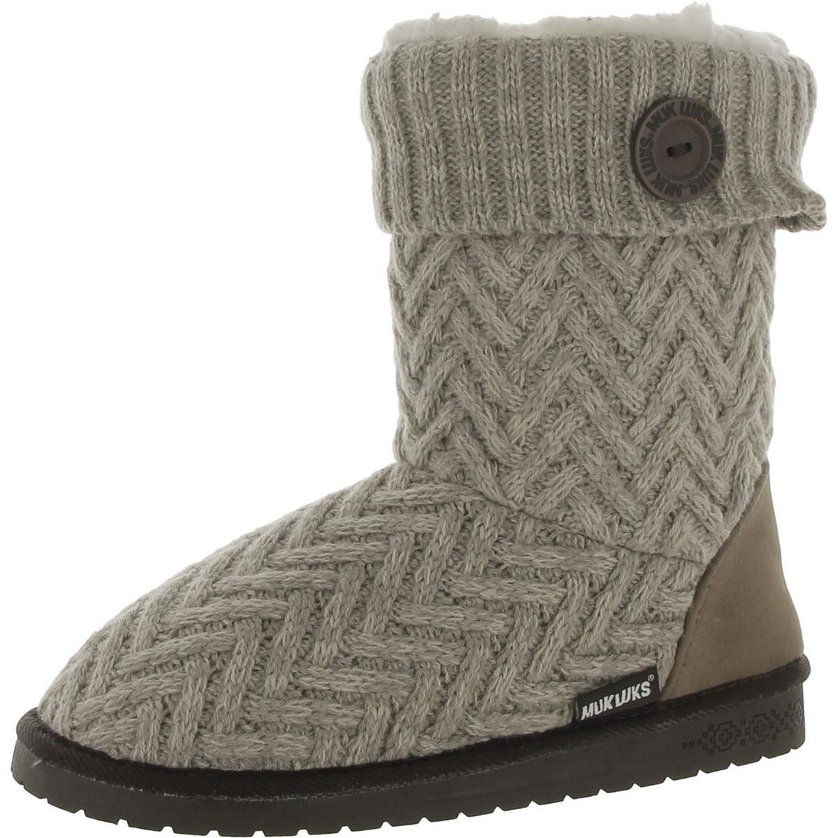 Женские серые сапоги до середины икры на плоской подошве с искусственным мехом Muk Luks 8 Medium (B,M) BHFO 9946