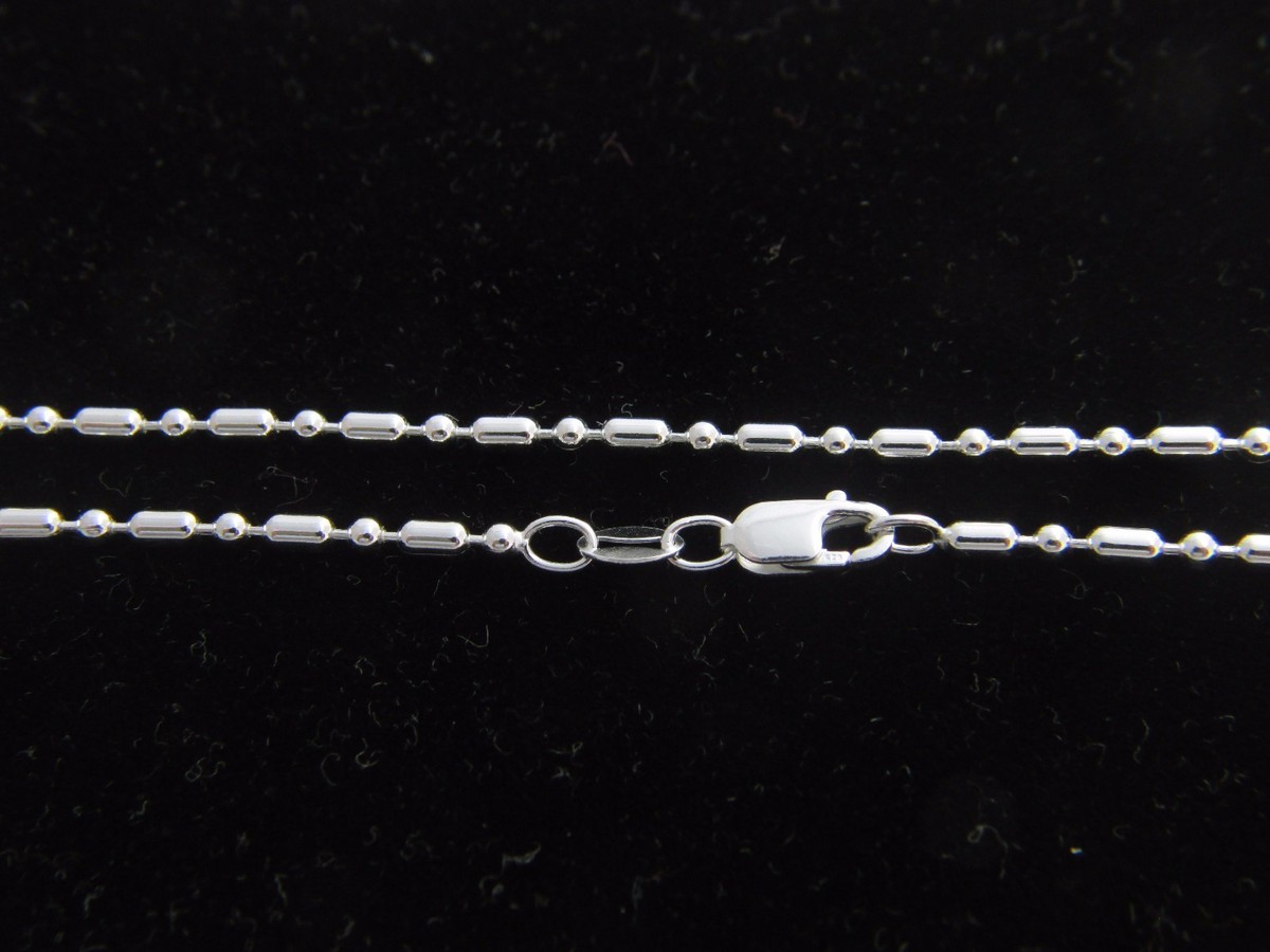 925 STERLING SILVER BALL Chain Necklace REAL SILVER 1MM 2MM