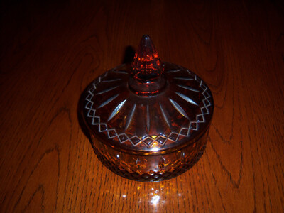 NICE PRETTY COLLECTOR'S TRENDY VTG RETRO Indiana  Glass Amber CANDY DISH