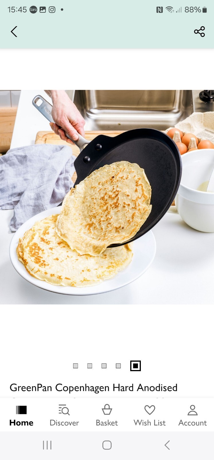 GreenPan Essentials Healthy Ceramic NonStick 28 cm Pancake Crepe Pan